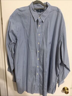 Ralph Lauren Blue & White Striped Button-Down Shirt